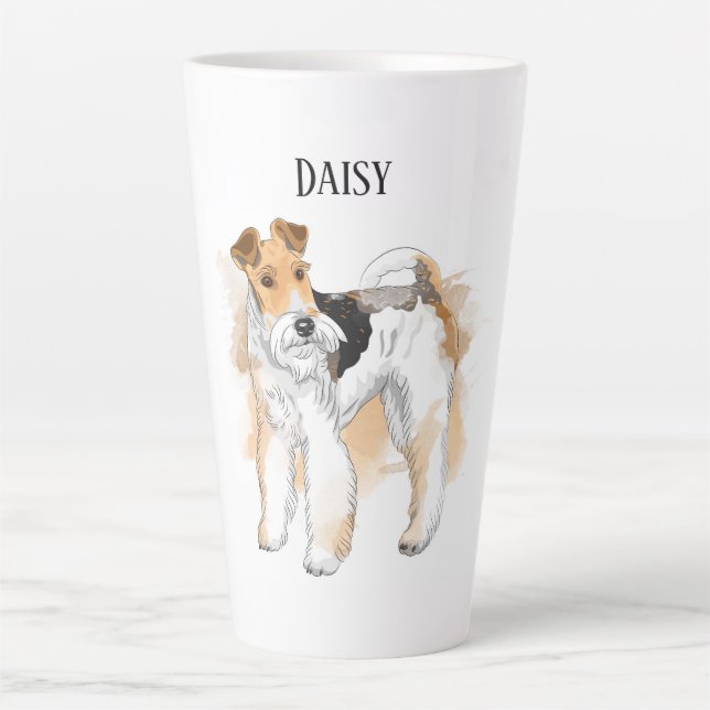 Personalised Wire Fox Terrier Photo Latte Mug (Front)