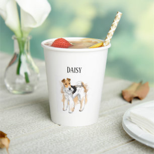 Personalised Wire Fox Terrier Photo Paper Cups