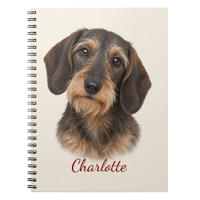 Personalised Wire-Haired Dachshund with Name Notebook (Front)
