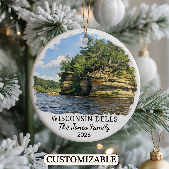 Personalised Wisconsin Dells Ornament, Wisconsin Ceramic Tree Decoration (Creator Uploaded)