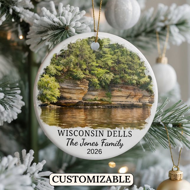 Personalised Wisconsin Dells Ornament, Wisconsin Ceramic Tree Decoration (Creator Uploaded)