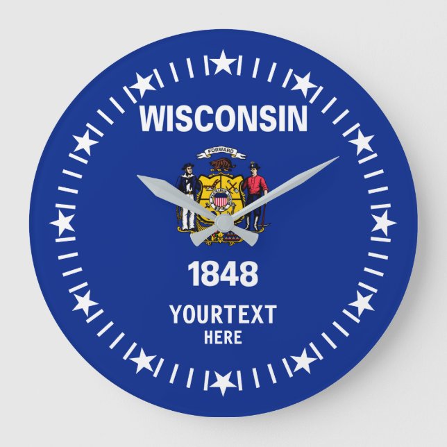 Personalised Wisconsin State Flag Design on a Large Clock (Front)