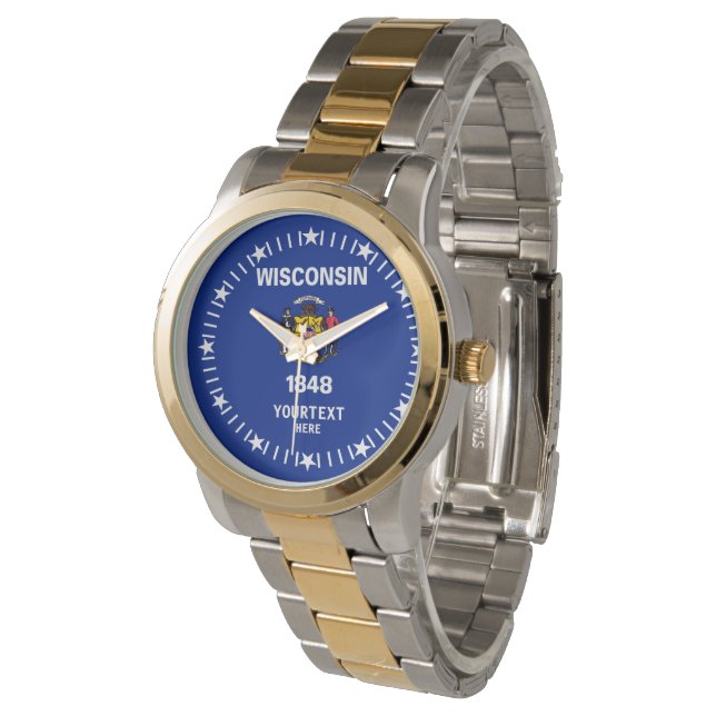 Personalised Wisconsin State Flag Design Watch (Angled)