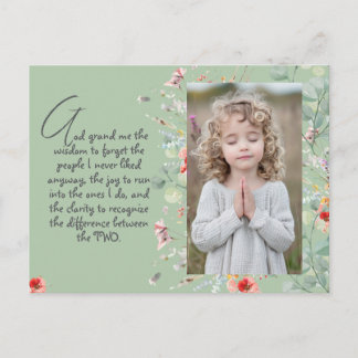 Personalised Wisdom Prayer with Photo, Name. . Postcard