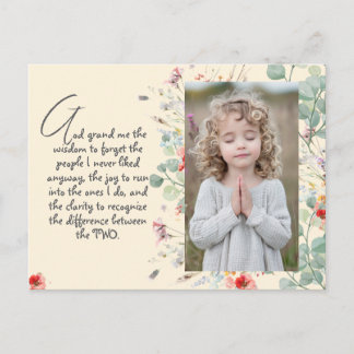 Personalised Wisdom Prayer with Photo, Name. .   Postcard