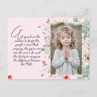 Personalised Wisdom Prayer with Photo, Name. .   Postcard