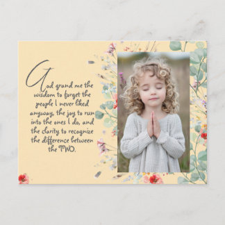 Personalised Wisdom Prayer with Photo, Name. .   Postcard