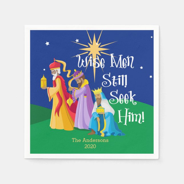 Personalised Wise Men Still Seek Him Christmas Napkin (Front)