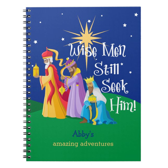 Personalised Wise Men Still Seek Him Christmas Notebook (Front)