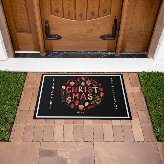 Personalised Wish You a Merry Christmas Doormat (Outdoor)