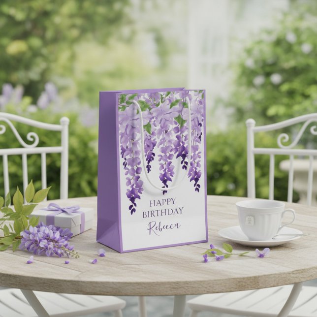 Personalised Wisteria Birthday Small Gift Bag (Creator Uploaded)