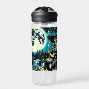Personalised Witch and Black Cat Halloween Water Bottle