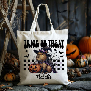 Personalised Witch Capybara Trick Or Treat Candy Tote Bag