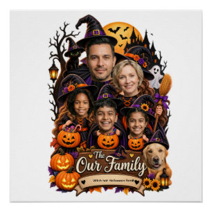 Personalised Witch Hat Halloween Family Custom F Poster