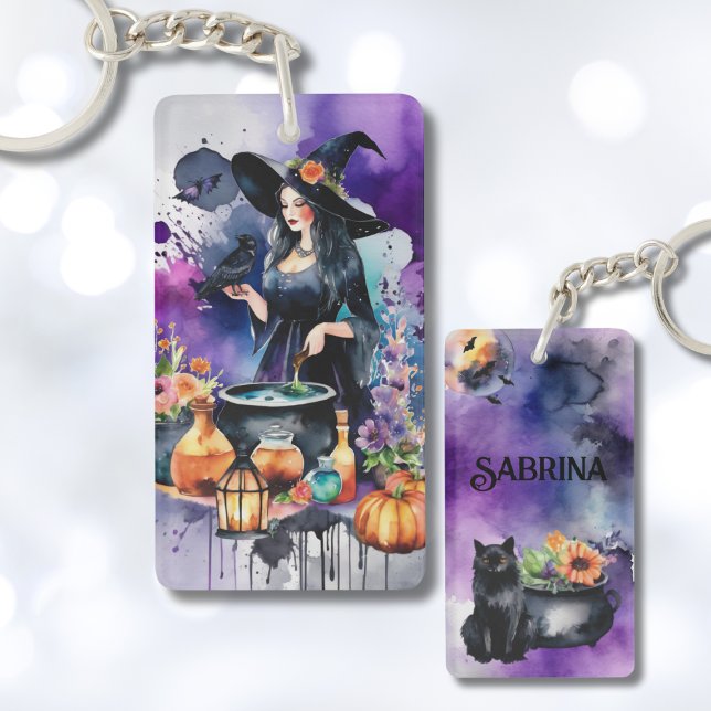 Personalised Witches Spell Watercolor Key Ring (Creator Uploaded)