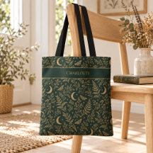 Personalised Witchy Botanical Pattern Tote Bag