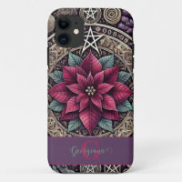 Personalised Witchy Poinsettia Pentagram Mandala