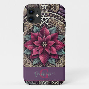 Personalised Witchy Poinsettia Pentagram Mandala iPhone 11 Case