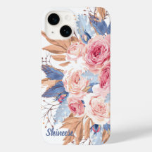 personalised with  blush and blue flower  Case-Mat