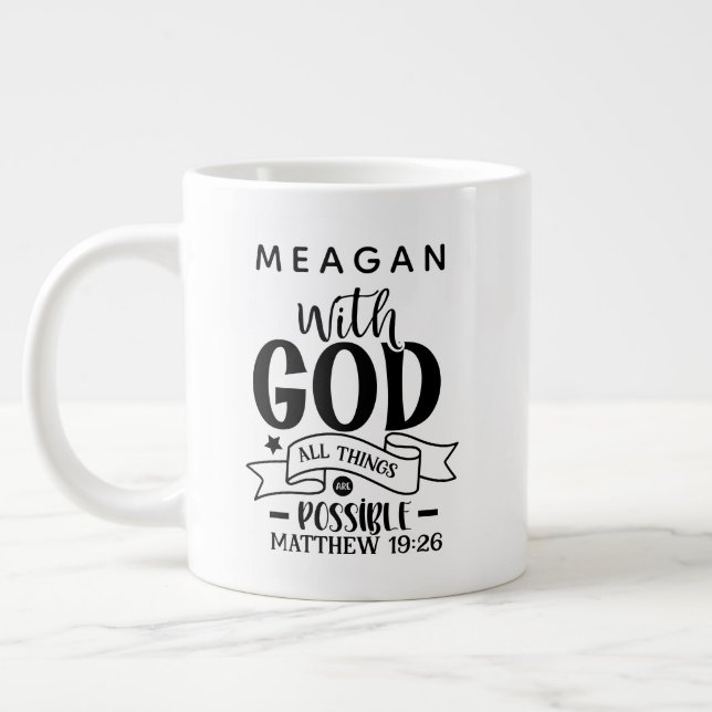 Personalised With God All Things Are Possible  Large Coffee Mug (Left)