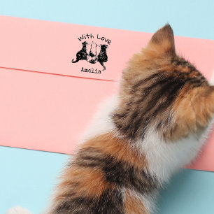 Personalised With Love Cat self-inking stamp