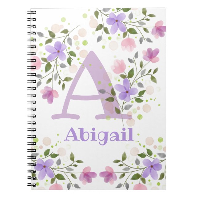 Personalised with Monogram & Name Abigail Notebook (Front)
