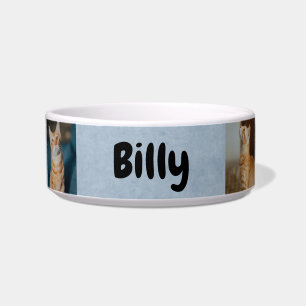 Personalised with Name and Photos   Blue Cat  Bowl