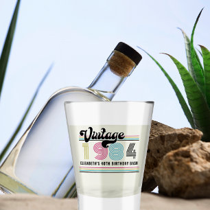 Personalised With Name Any Age Vintage Birthday Shot Glass
