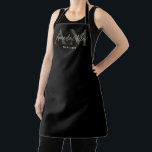 Personalised With Name Black Gold Modern Monogram Apron<br><div class="desc">Introducing our Professional Black Gold Modern Custom Minimalist Apron – a stylish and thoughtful gift for the exceptional women in your life. This personalised apron, adorned with elegant script typography and a modern minimalist script monogram, strikes the perfect balance between sophistication and functionality. Designed for the culinary enthusiast, this apron...</div>