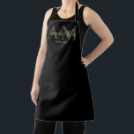 Personalised With Name Black Gold Modern Monogram Apron<br><div class="desc">Introducing our Professional Black Gold Modern Custom Minimalist Apron – a stylish and thoughtful gift for the exceptional women in your life. This personalised apron, adorned with elegant script typography and a modern minimalist script monogram, strikes the perfect balance between sophistication and functionality. Designed for the culinary enthusiast, this apron...</div>