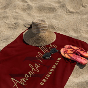 Personalised With Name Black Gold Modern Monogram Beach Towel