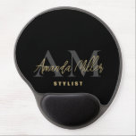 Personalised With Name Black Gold Modern Monogram Gel Mouse Mat<br><div class="desc">Introducing the Personalised With Name Black Gold Modern Monogram Gel Mouse Pad – a sophisticated and practical accessory that adds a touch of elegance to any workspace. This custom mouse pad with wrist rest is not only a thoughtful gift for a boss or coworker but also a stylish addition to...</div>