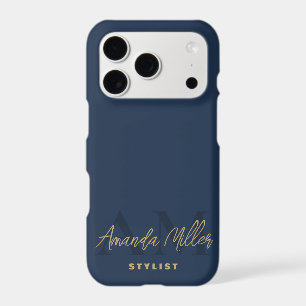 Personalised With Name Blue Gold Modern Monogram