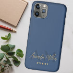 Personalised With Name Blue Gold Modern Monogram iPhone 11 Pro Case<br><div class="desc">Introducing the Personalised With Name Navy Blue Gold Modern Monogram Phone Case – a bespoke accessory that seamlessly blends individual style with optimal phone protection. This monogram phone case features a custom name and monogram crafted in a sophisticated handwritten cursive script, delivering a unique and signature touch. Compatible with both...</div>