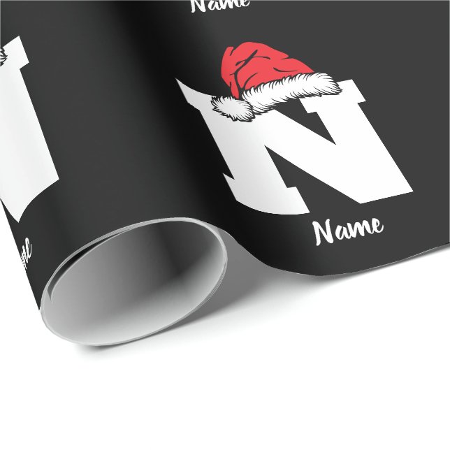 Personalised With Name Custom Monogram Christmas  Wrapping Paper (Roll Corner)