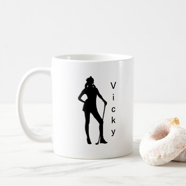 Personalised with Name Female Golf Sport Coffee Mug (With Donut)