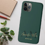 Personalised With Name Green Gold Modern Monogram iPhone 11 Pro Case<br><div class="desc">Introducing the Personalised With Name Emerald Green Gold Modern Monogram Phone Case – a sophisticated and stylish accessory that combines personalisation with protection for your device. This monogram phone case features an elegant handwritten cursive script with your custom name in a luxurious emerald green and gold colour scheme. Crafted for...</div>