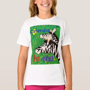 Personalised with name/"is 6" birthday w/Zebra T-Shirt