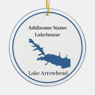 Personalised with name Lake Arrowhead Map Ceramic Tree Decoration