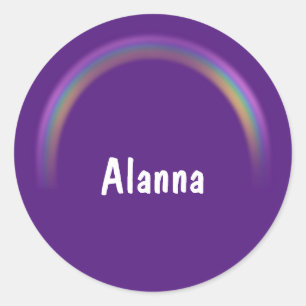 Personalised with Name Purple Rainbows Classic Round Sticker