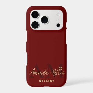 Personalised With Name Red Gold Modern Monogram