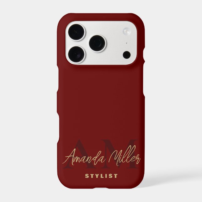 Personalised With Name Red Gold Modern Monogram (Back)