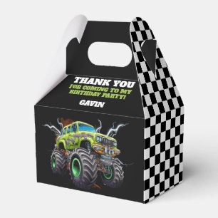 Personalised With Name Retro Monster Truck Favour Box