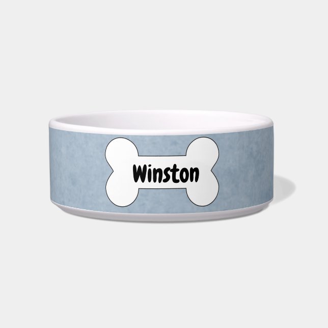 Personalised with Name | Simple Blue Dog  Bowl (Front)