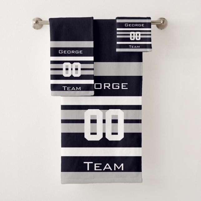 Personalised with name,#, team, sports fan Team  Bath Towel Set (Insitu)