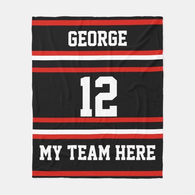 Personalised with name,#, team, sports fan Team Fleece Blanket (Front)