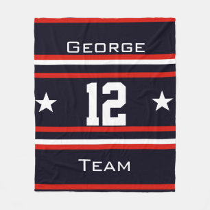 Personalised with name,#, team, sports fan Team Fleece Blanket