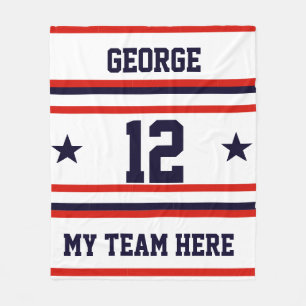 Personalised with name,#, team, sports fan Team Fleece Blanket