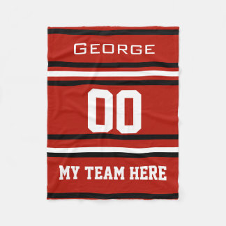 Personalised with name,#, team, sports fan Team Fleece Blanket