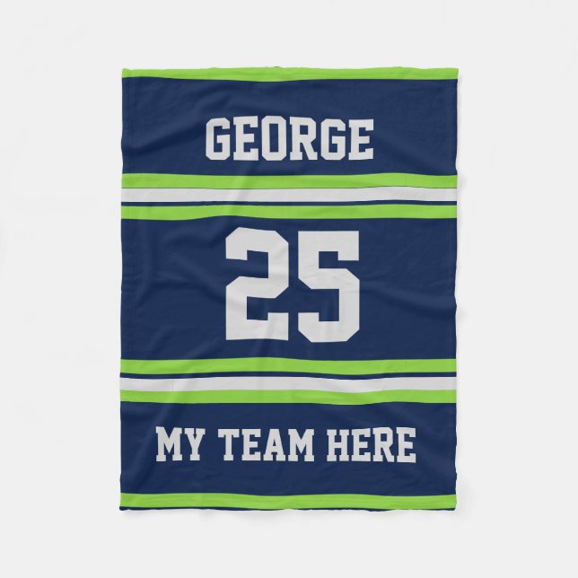 Personalised with name,#, team, sports fan Team Fleece Blanket (Front)